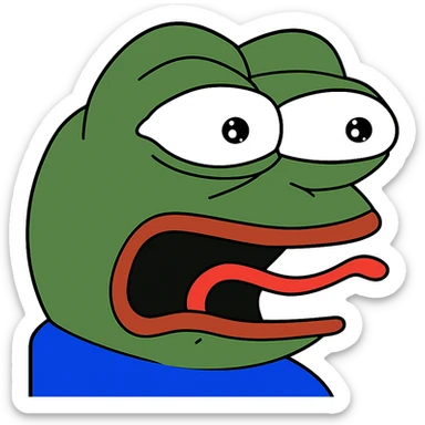 surprised Пэпэ meme with wide eyes and open mouth sticker