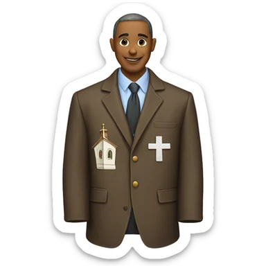 A jacket that says church dads with a church on it  sticker