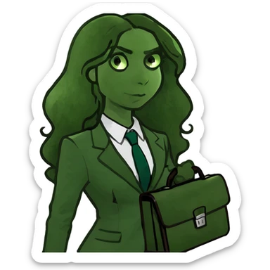Brunette curly long haired girl lawyer sticker