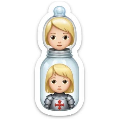 Jeanne d’arc en armure médiévale en enfermée dans un biberon  sticker