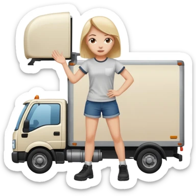 A truck hitting a girl and about to fall girl in 70 degree  sticker