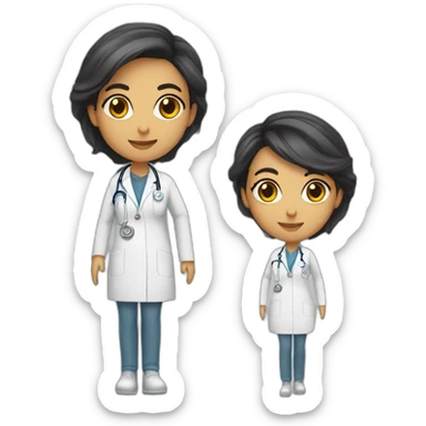 Doctora castaña cabello kargo sticker