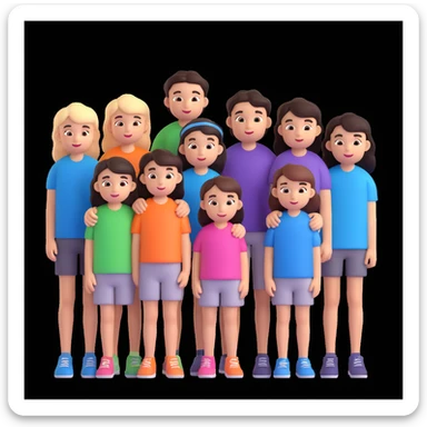 depict 8 people, 5 of which are girls and 4 are boys sticker