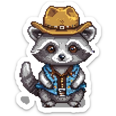 cute raccoon in a cowboy hat sticker