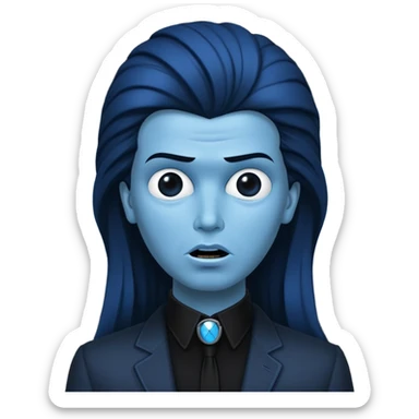 Wide Rick Astley with blue cursed Selene Delgado face with no eyes and Wide Rick Astleys blue and the background is pitch black sticker