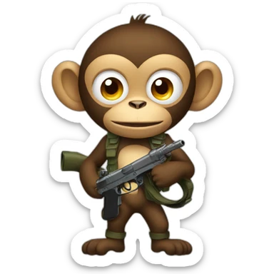 Monkey with guns sticker