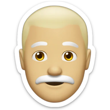 Blonde mustache bald head man in shed sticker