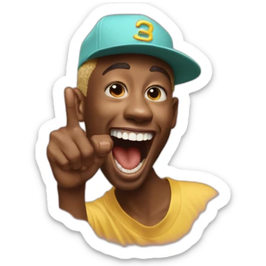 tyler the creator laughing pointing finger sticker