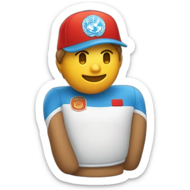 Un idraulico che indossa una tuta blu e una maglietta rossa, un cappello rosso con una “M” e dei guanti bianchi. sticker