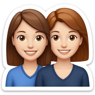 Two white women with brown hsir sticker