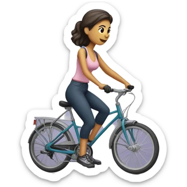Mujer en bicicleta de doble suspensión uniformada sticker