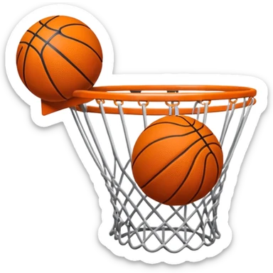 basketball airball emoji, basketball flying past the rim, playful sticker