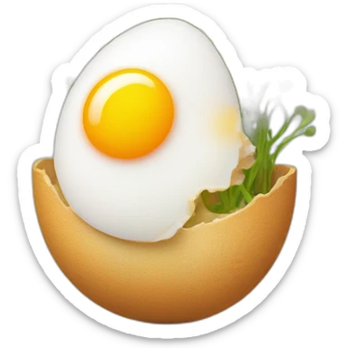 Sunny-side-up egg with sprout on head  sticker