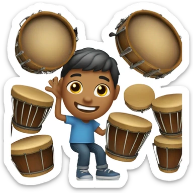 Boy playing bongos sticker