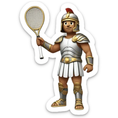 Roman gladiator with one tennis racket on right hand sticker