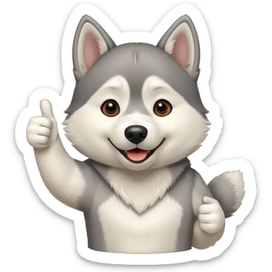 A husky dog doing a thumbs up sticker