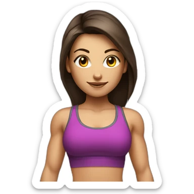 Brunette fitness girl with a barbell on her shoulders sticker