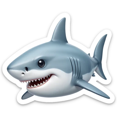 Cinematic Noble Shark Portrait Emoji, Poised and regal, with a sleek, powerful build and a smooth, streamlined body in icy gray and white tones, deep-set soulful piercing eyes, Simplified yet sharp and sophisticated features, highly detailed, glowing with a soft, dignified glow, high shine, intelligent and formidable, stylized with an air of oceanic majesty, focused and attentive, soft glowing outline, capturing the essence of a watchful and confident predator, so majestic it feels as though it could glide out of the screen with effortless authority! sticker