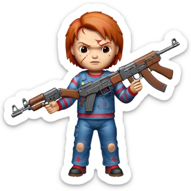 Chucky Doll with ak sticker