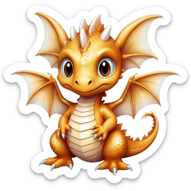 Airbrush painted image of a dragon hatchling under a deep galactic sky with pearlescent scales and wings spread against the stars sticker