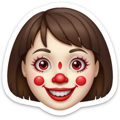 A clown emoji with brunette bangs sticker