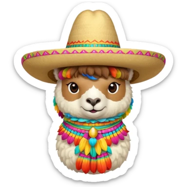 white alpaca wearing sombrero sticker