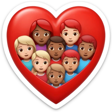 big heart with several small child figures inside sticker