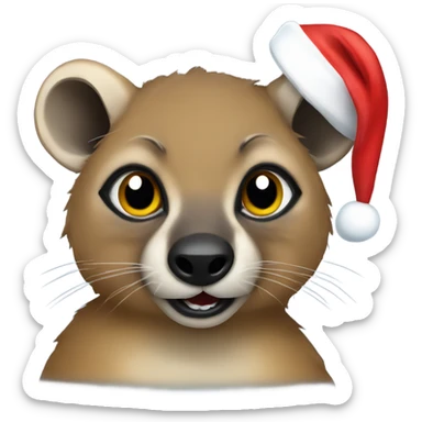 Hyrax wearing a Santa hat sticker