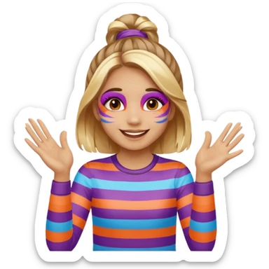 A cheerful girl with face paint stripes, clapping her hands with joy. sticker