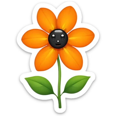 Green stem, white bud with black cartoony face: ;p. And six heart shaped yellowish orange petals sticker