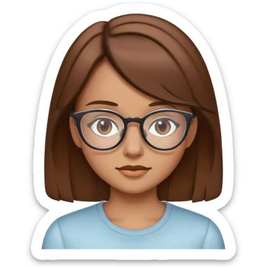 Girl with Glasses and brown hair  sticker