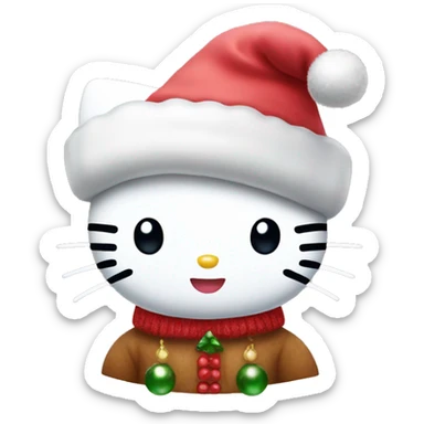 hello kitty with chistmas hat sticker