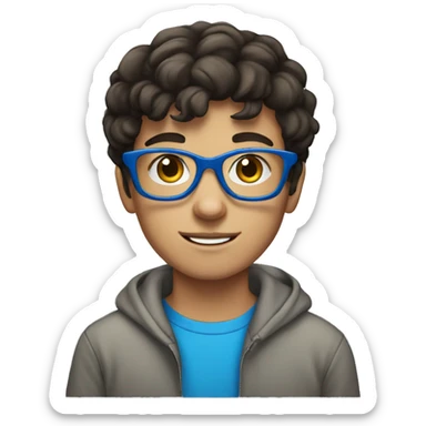 teen boy brunette with blue glasses sticker