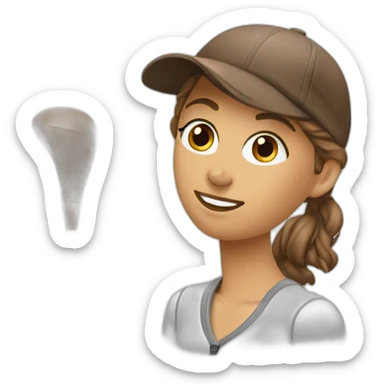 beautiful girl head brown  golf swing  sticker