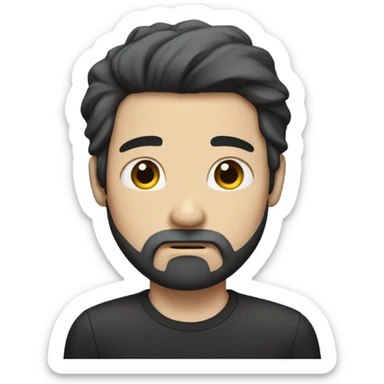 a tall white man with black hair and a beard crying and beggine sticker