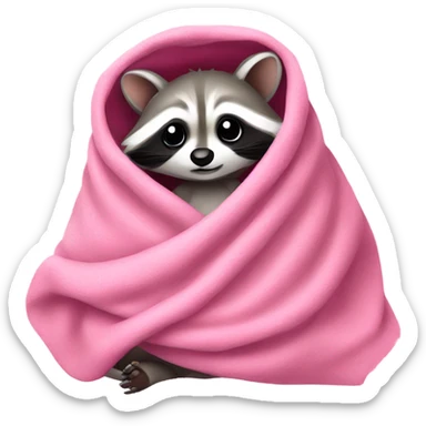 Baby Raccoon wrapped in pink blanket sticker