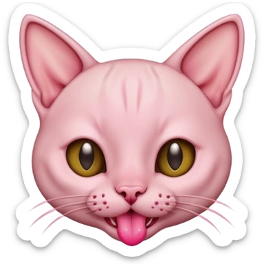Cute hairless cat sticking out tongue sticker