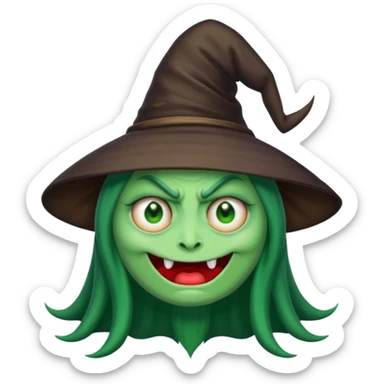 Creat an emoji of an evil monster Witch with Green eyes sticker