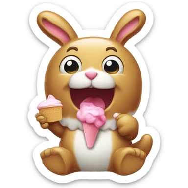 Jelly cat bunny eating icecream  sticker