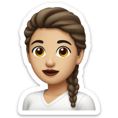 Girl with brown hair and brown eyes and black eyebrows and red lips sticker