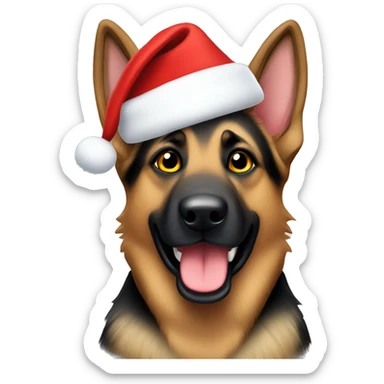 German Shepherd Dog wearing a Santa hat sticker