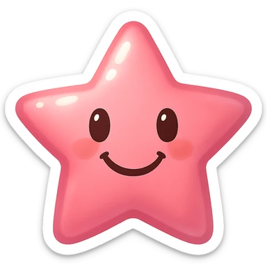 pink star emoji, shiny and cheerful sticker