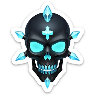 Shiny Dark Edgy  Inteleon-Amaura-Fakémon-hybrid-creature (full body) with skull face mask sticker