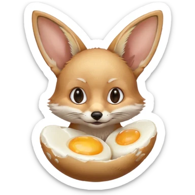 fennec holding an uncooked egg sticker