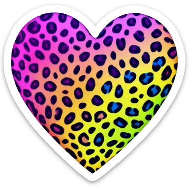 lisa frank rainbow leopard print heart sticker