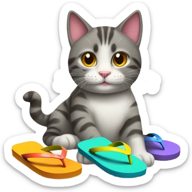 Cat with flip-flops  sticker