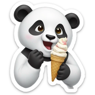 Panda eating ice cream sticker