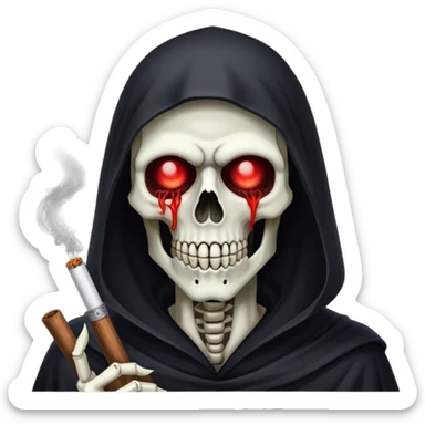 grim reaper face smoking weed sticker