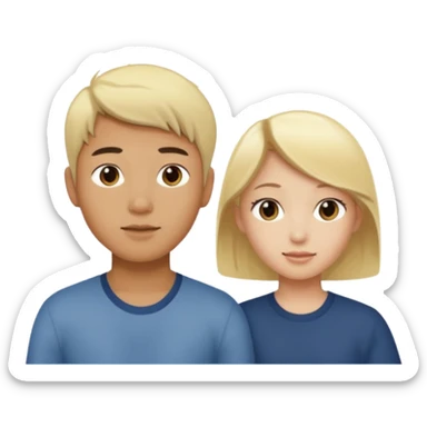 asian boy and blonde girl sticker