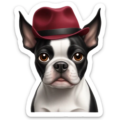 Boston terrier with a Harvard university hat on  sticker